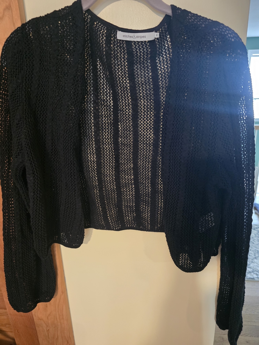Stitches & Stripes Black Open Weave Women's Cardigan